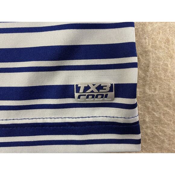 NFL Team Apparel New England Patriots Polo Shirt Sz M TX Cool Gray Blue Striped - Picture 4 of 6